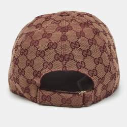Pre Owned Gucci Burgundy GG Supreme Canvas Baseball Cap L