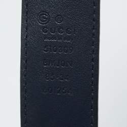 Pre Owned Gucci Navy Blue Microguccissima Leather Buckle Belt 85 CM