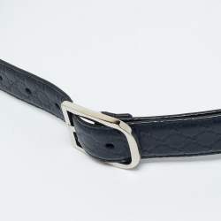Pre Owned Gucci Navy Blue Microguccissima Leather Buckle Belt 85 CM
