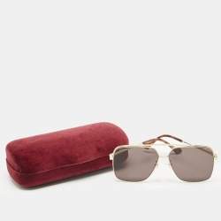 Pre Owned Gucci Black/Gold Tone GG1099SA Square Sunglasses