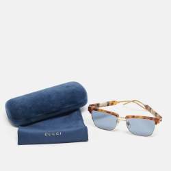 Pre Owned Gucci Tortoise Brown/Blue Gradient GG0603S Square Sunglasses
