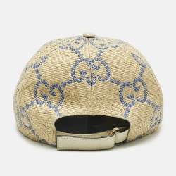 Pre Owned Gucci Beige GG Straw Sacramento Baseball Cap L