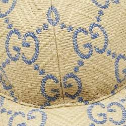 Pre Owned Gucci Beige GG Straw Sacramento Baseball Cap L