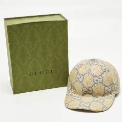Pre Owned Gucci Beige GG Straw Sacramento Baseball Cap L