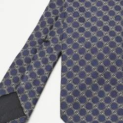 مملوكة مسبقًا ربطة عنق غوتشي حرير جاكار أزرق كحلي 