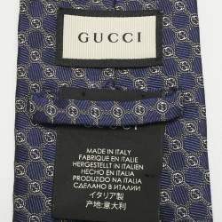 مملوكة مسبقًا ربطة عنق غوتشي حرير جاكار أزرق كحلي 