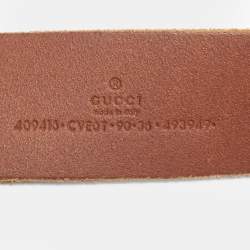 Pre Owned Gucci Brown Leather GG Marmont Buckle Belt 90CM