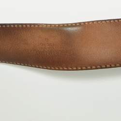 Pre Owned حزام غوتشي إبزيم حرف جي متشابك جلد غوتشيسيما أسود 90 سم