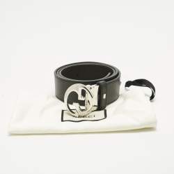 مملوكة مسبقًا Gucci Black/Dark Brown Leather 1973 Reversible Buckle Belt 90CM