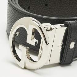 مملوكة مسبقًا Gucci Black/Dark Brown Leather 1973 Reversible Buckle Belt 90CM