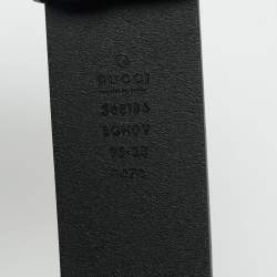 Pre Owned Gucci Black Leather Interlocking G Belt 95CM