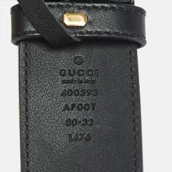 Pre Owned Gucci Black Leather GG Marmont Buckle Belt 80 CM