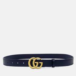 Pre Owned Gucci Black Leather Marmont Belt