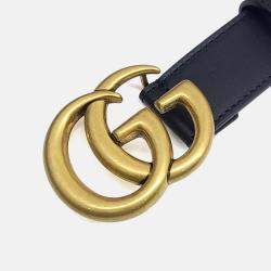 Pre Owned Gucci Black Leather Marmont Belt