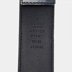 Pre Owned Gucci Navy Blue Leather Web Buckle Belt 90CM