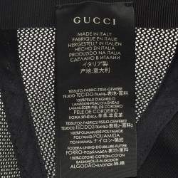 Pre Owned Gucci Black Guccy Stars Leather and Mesh Tucker Cap M