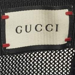 Pre Owned Gucci Black Guccy Stars Leather and Mesh Tucker Cap M