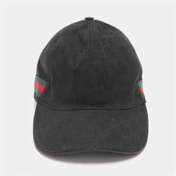 مملوكة مسبقًا Gucci Black GG Canvas Web Baseball Cap L