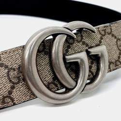Pre Owned Gucci Double G Buckle Reversible Belt