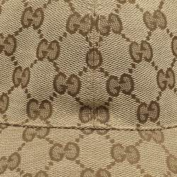 Pre Owned كا ب بيسبول غوتشي كانفاس مونوغرامي بشعار الماركة بيج تفاصيل ويب مخطط مقاس متوسط - ميديوم 