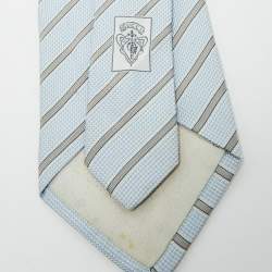 Pre Owned Gucci Blue Diagonal Striped Silk Traditional Tie