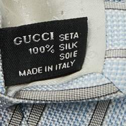Pre Owned Gucci Blue Diagonal Striped Silk Traditional Tie