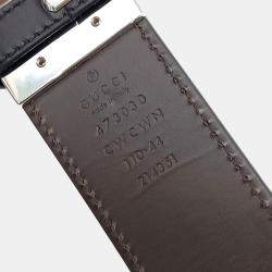 مملوكة مسبقًا حزام غوتشي خط سيما جلد بني أسود قابل للعكس