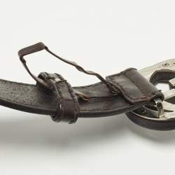 مملوكة مسبقًا حزام غوتشي جلد بني داكن بإبزيم جي متشابك 85 سم