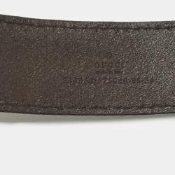 مملوكة مسبقًا حزام غوتشي جلد بني داكن بإبزيم جي متشابك 85 سم