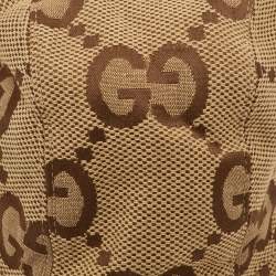 Pre Owned قبعة باكت من غوتشي من قماش GG بلون بني/بيج بحجم متوسط 57