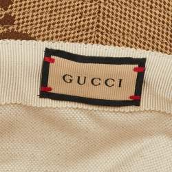 Pre Owned قبعة باكت من غوتشي من قماش GG بلون بني/بيج بحجم متوسط 57