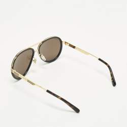 Pre Owned Gucci Black/Gold Tone GG0982S Framed Aviator Sunglasses