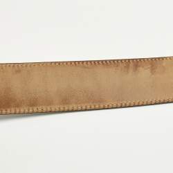 Pre Owned حزام غوتشي إبزيم G متشابك جلد غوتشيسسيما بني 85 سم