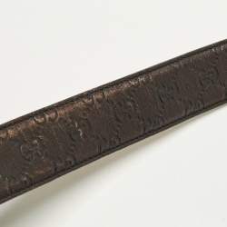 Pre Owned حزام غوتشي إبزيم G متشابك جلد غوتشيسسيما بني 85 سم