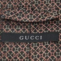 مملوكة مسبقًا Gucci Black GG Jacquard Silk Tie 