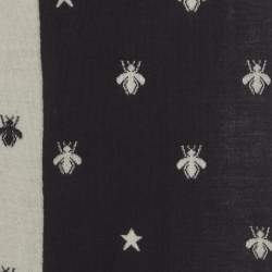 Pre Owned كوفية غوتشي صوف أزرق داكن نقشة نحلة ونجمة