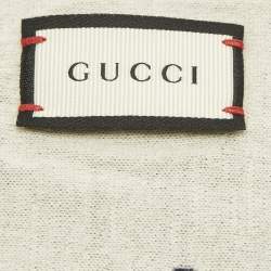 Pre Owned كوفية غوتشي صوف أزرق داكن نقشة نحلة ونجمة