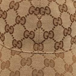 مملوكة مسبقًا كاب بيسبول غوتشي كانفاس مونوغرامي بشعار الماركة بيج تفاصيل ويب مخطط مقاس متوسط - ميديوم 