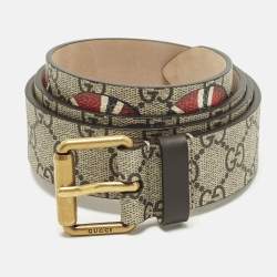 Pre Owned Gucci 100 CM Buckle Belt GG Supreme Kingsnake Print Canvas