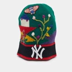 مملوكة مسبقًا Gucci x NY Yankees Green Embroidered Wool Beanie S