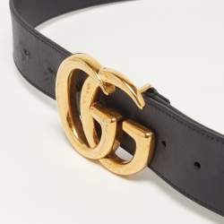 مملوكة مسبقًا Gucci GG Marmont 95 CM Buckle Belt Black Leather