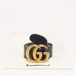 مملوكة مسبقًا Gucci GG Marmont 95 CM Buckle Belt Black Leather