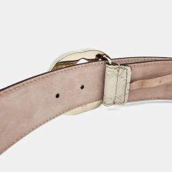 Pre Owned Gucci Simaline Beige Leather Belt 114876