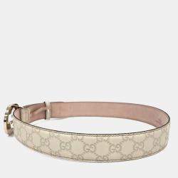 Pre Owned Gucci Simaline Beige Leather Belt 114876