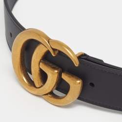 Pre Owned Gucci GG Marmont 80 CM Buckle Belt Black Leather