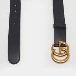 Pre Owned Gucci GG Marmont 80 CM Buckle Belt Black Leather