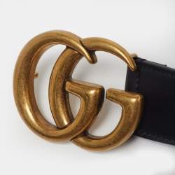 Pre Owned Gucci GG Marmont 80 CM Buckle Belt Black Leather