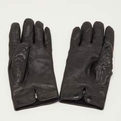 Pre Owned Gucci Black Guccissima Leather Gloves S