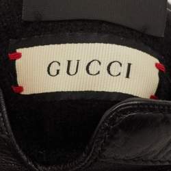 Pre Owned Gucci Black Guccissima Leather Gloves S