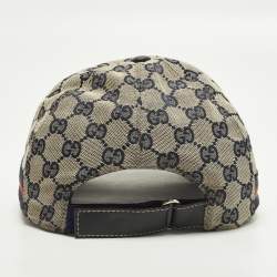 Pre Owned Gucci Beige/Blue GG Canvas Baseball Cap M